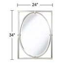 Miroir mural de courtoisie rectangulaire Uttermost Akita, biseauté moderne, cadre en métal nickel brossé, 61 cm de large pour salle de bain, chambre, salon, entrée, bureau