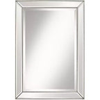 Uttermost Roseau Rectangular Vanity Wall Mirror Modern Beveled Silver Pewter Beaded Border Frame 24 Wide Bathroom Bedroom Living Room House Entryway