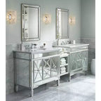 Miroir mural de courtoisie rectangulaire Uttermost Roseau moderne, biseauté, argent, étain, avec cadre perlé, 24 pouces de large, pour salle de bain, chambre, salon, entrée de maison
