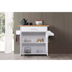Hodedah Import Îlot de cuisine portable avec roulettes verrouillables, armoire à étagères, tiroir, porte-épices et porte-serviettes, multicolore