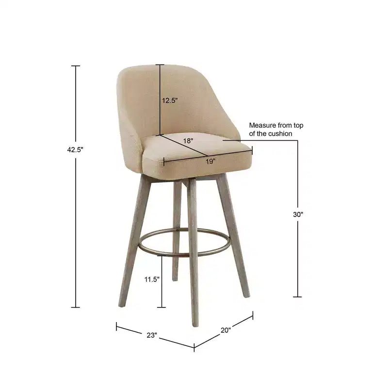 Tabouret de bar 30 po Howard à hauteur de comptoir avec siège pivotant - Madison Park