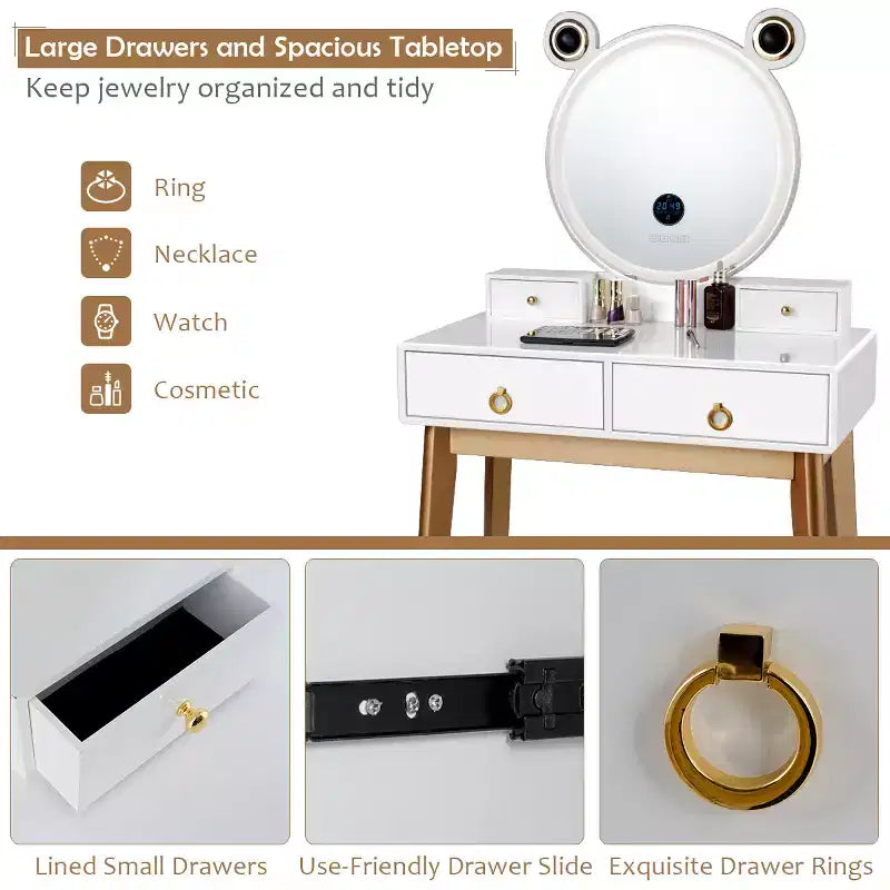 Costway Coiffeuse avec Miroir Tactile Dimmable