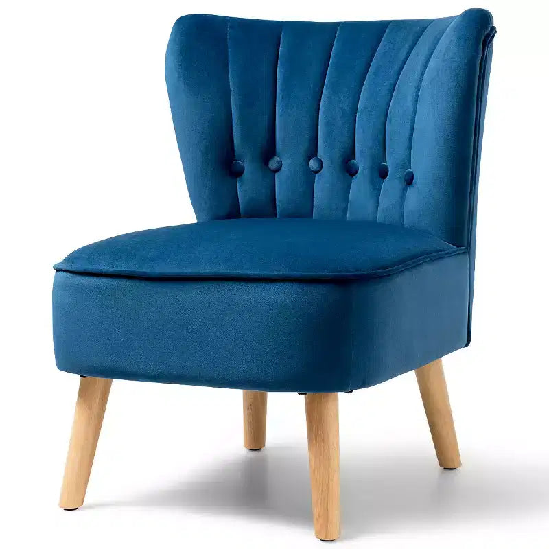 Costway Fauteuil d'appoint sans accoudoirs en velours capitonné pour salon, canapé simple rembourré BleuVertRose