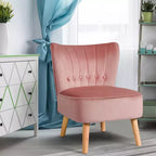 Costway Fauteuil d'appoint sans accoudoirs en velours capitonné pour salon, canapé simple rembourré BleuVertRose