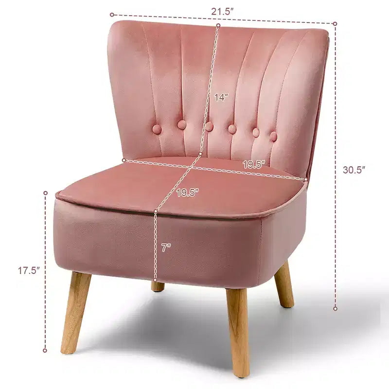 Costway Fauteuil d'appoint sans accoudoirs en velours capitonné pour salon, canapé simple rembourré BleuVertRose