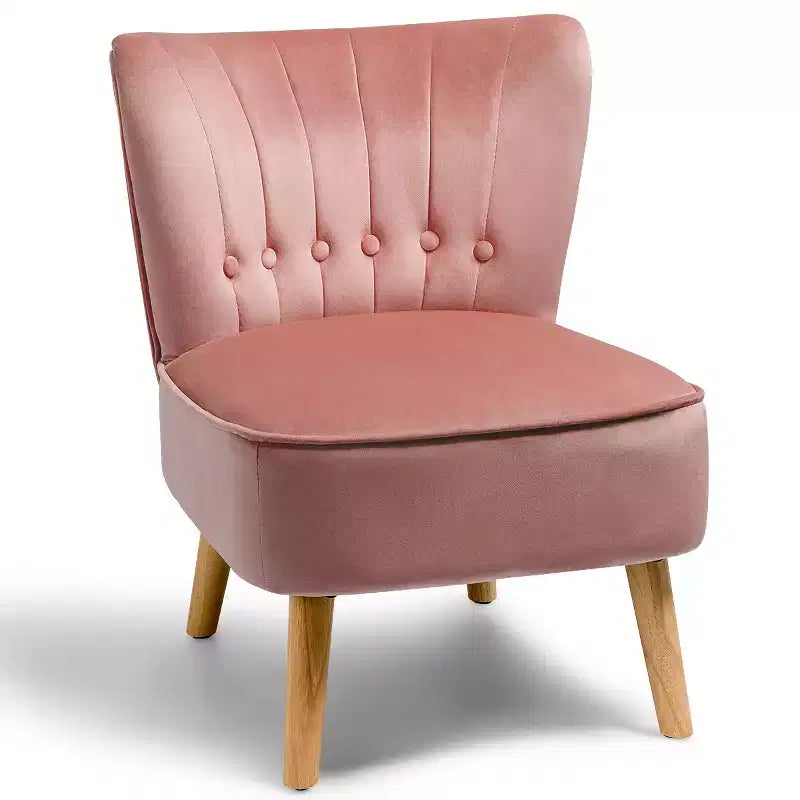 Costway Fauteuil d'appoint sans accoudoirs en velours capitonné pour salon, canapé simple rembourré BleuVertRose