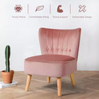 Costway Fauteuil d'appoint sans accoudoirs en velours capitonné pour salon, canapé simple rembourré BleuVertRose