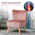 Costway Fauteuil d'appoint sans accoudoirs en velours capitonné pour salon, canapé simple rembourré BleuVertRose
