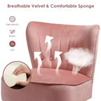 Costway Fauteuil d'appoint sans accoudoirs en velours capitonné pour salon, canapé simple rembourré BleuVertRose