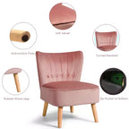 Costway Fauteuil d'appoint sans accoudoirs en velours capitonné pour salon, canapé simple rembourré BleuVertRose