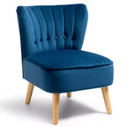 Costway Fauteuil d'appoint sans accoudoirs en velours capitonné pour salon, canapé simple rembourré BleuVertRose