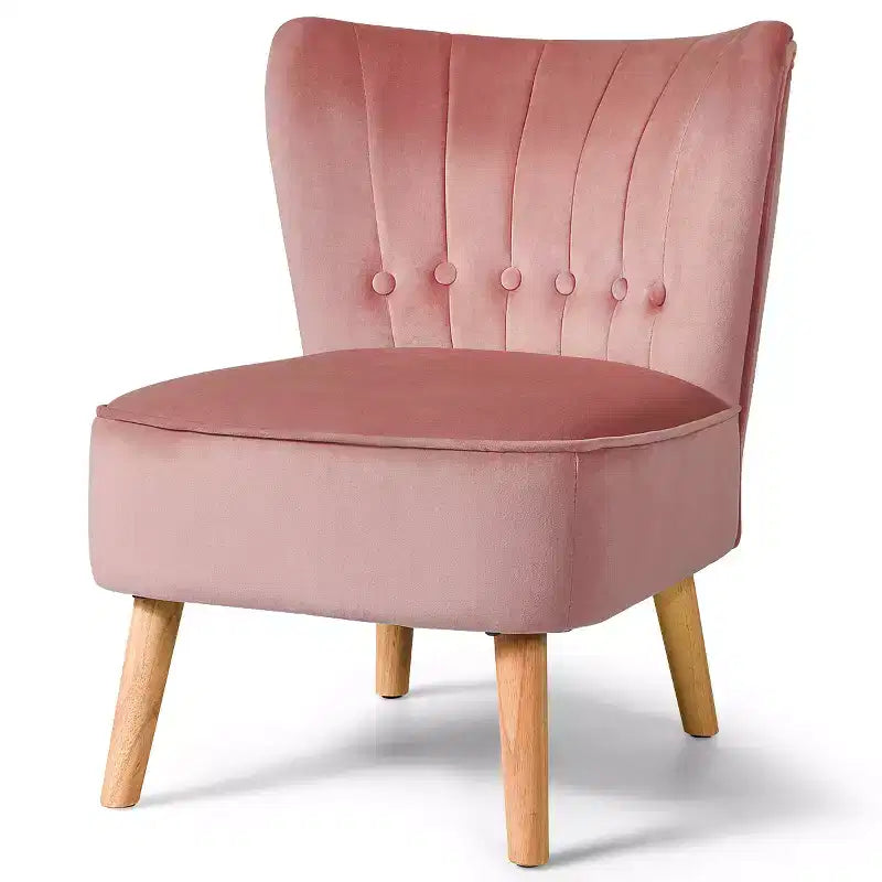 Costway Fauteuil d'appoint sans accoudoirs en velours capitonné pour salon, canapé simple rembourré BleuVertRose