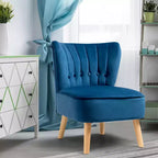 Costway Fauteuil d'appoint sans accoudoirs en velours capitonné pour salon, canapé simple rembourré BleuVertRose