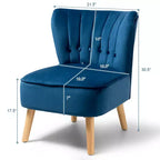 Costway Fauteuil d'appoint sans accoudoirs en velours capitonné pour salon, canapé simple rembourré BleuVertRose