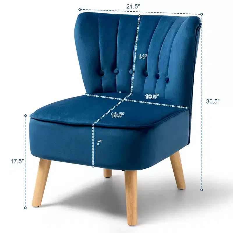Costway Fauteuil d'appoint sans accoudoirs en velours capitonné pour salon, canapé simple rembourré BleuVertRose