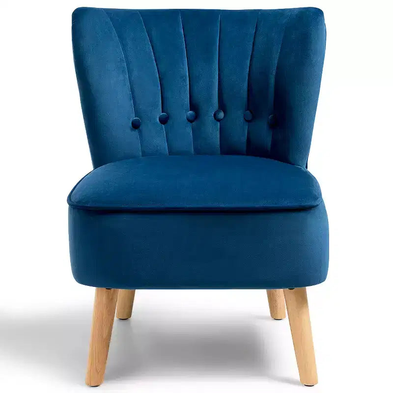 Costway Fauteuil d'appoint sans accoudoirs en velours capitonné pour salon, canapé simple rembourré BleuVertRose