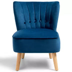 Costway Fauteuil d'appoint sans accoudoirs en velours capitonné pour salon, canapé simple rembourré BleuVertRose