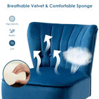 Costway Fauteuil d'appoint sans accoudoirs en velours capitonné pour salon, canapé simple rembourré BleuVertRose