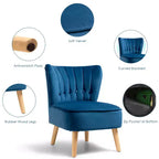 Costway Fauteuil d'appoint sans accoudoirs en velours capitonné pour salon, canapé simple rembourré BleuVertRose