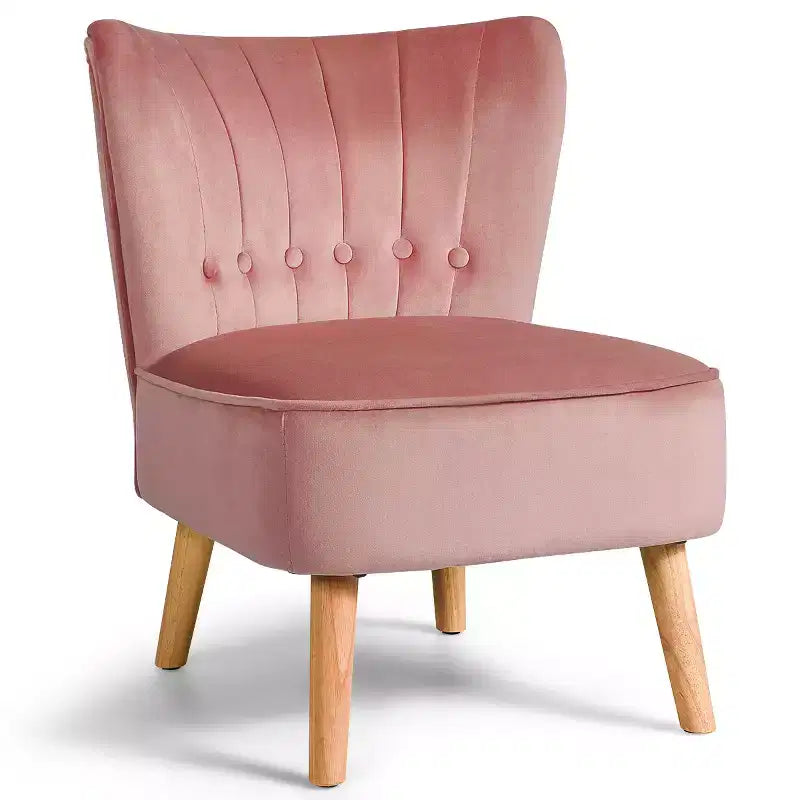 Costway Fauteuil d'appoint sans accoudoirs en velours capitonné pour salon, canapé simple rembourré BleuVertRose