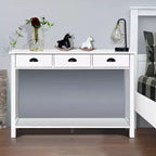 Costway Table Console 47'' Table d'Appoint Bureau d'Appoint Table d'Accent Tiroirs Étagère Entrée Blanc