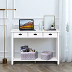 Costway Table Console 47'' Table d'Appoint Bureau d'Appoint Table d'Accent Tiroirs Étagère Entrée Blanc