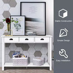 Costway Table Console 47'' Table d'Appoint Bureau d'Appoint Table d'Accent Tiroirs Étagère Entrée Blanc