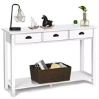 Costway Table Console 47'' Table d'Appoint Bureau d'Appoint Table d'Accent Tiroirs Étagère Entrée Blanc