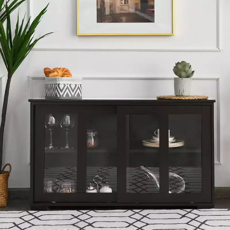 Meuble de rangement de cuisine Costway, buffet avec porte coulissante
