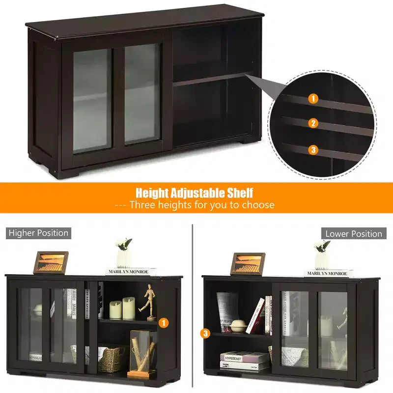 Meuble de rangement de cuisine Costway, buffet avec porte coulissante