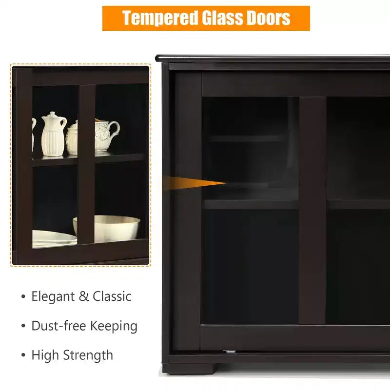 Meuble de rangement de cuisine Costway, buffet avec porte coulissante