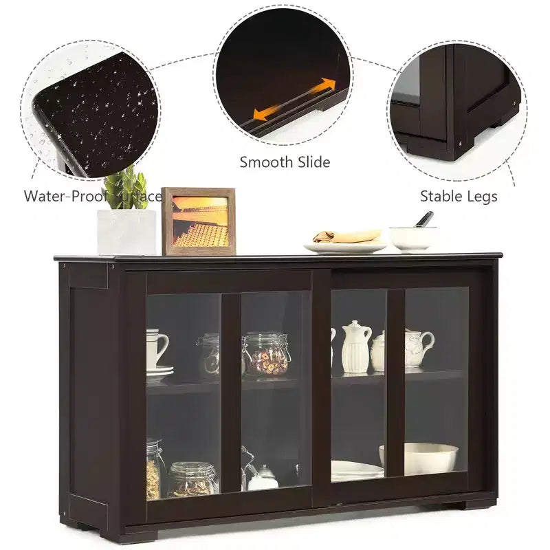 Meuble de rangement de cuisine Costway, buffet avec porte coulissante