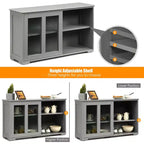 Meuble de rangement de cuisine Costway, buffet avec porte coulissante