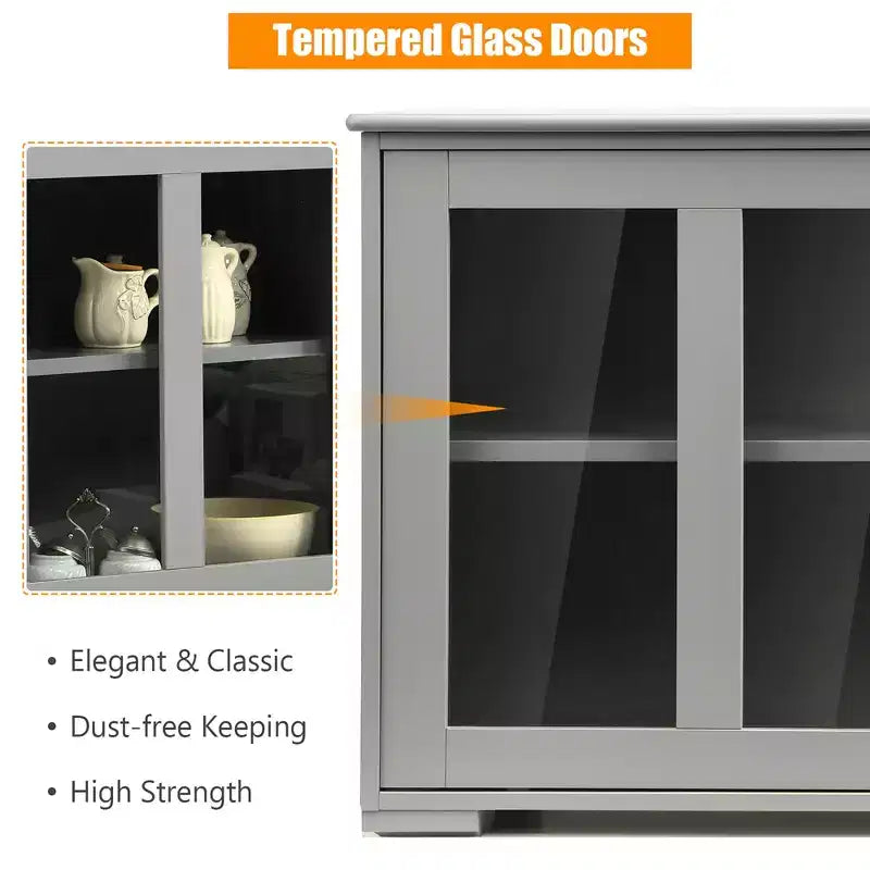 Meuble de rangement de cuisine Costway, buffet avec porte coulissante