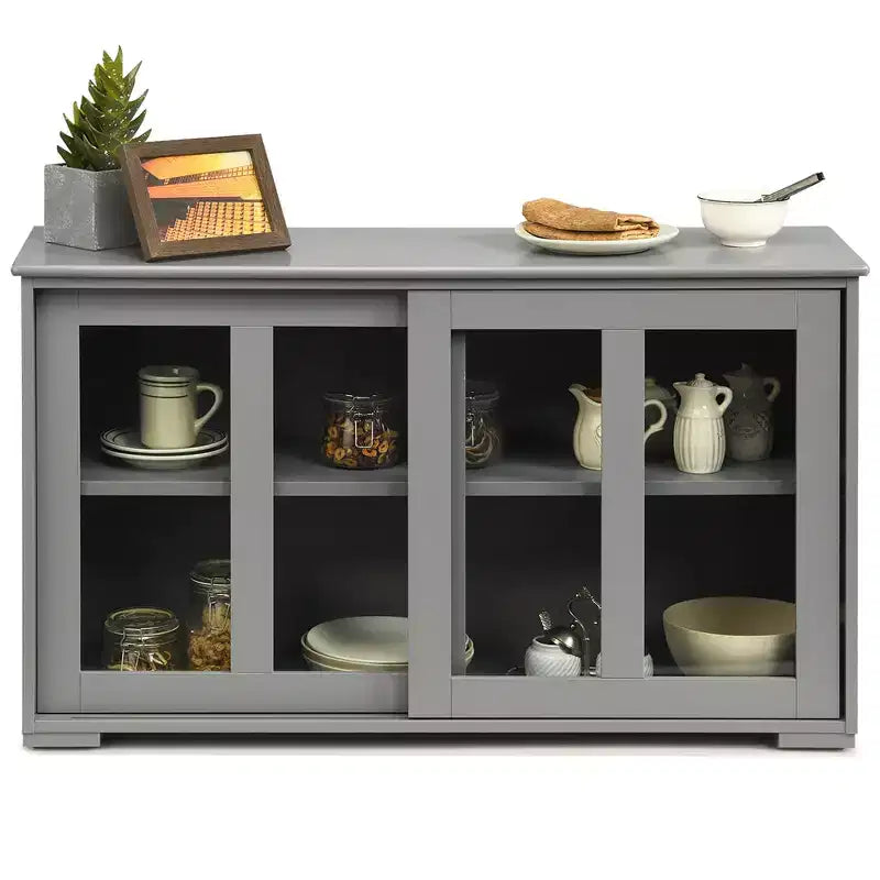 Meuble de rangement de cuisine Costway, buffet avec porte coulissante