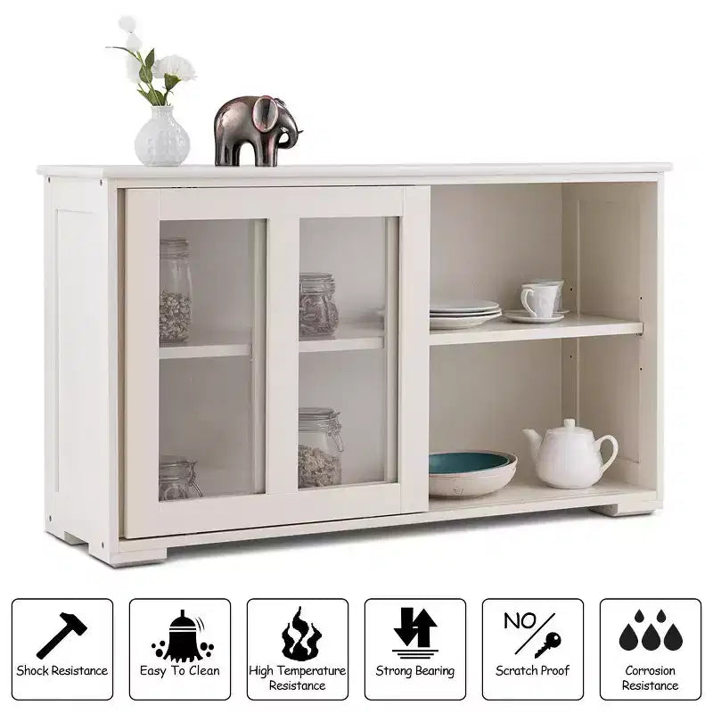 Meuble de rangement de cuisine Costway, buffet avec porte coulissante