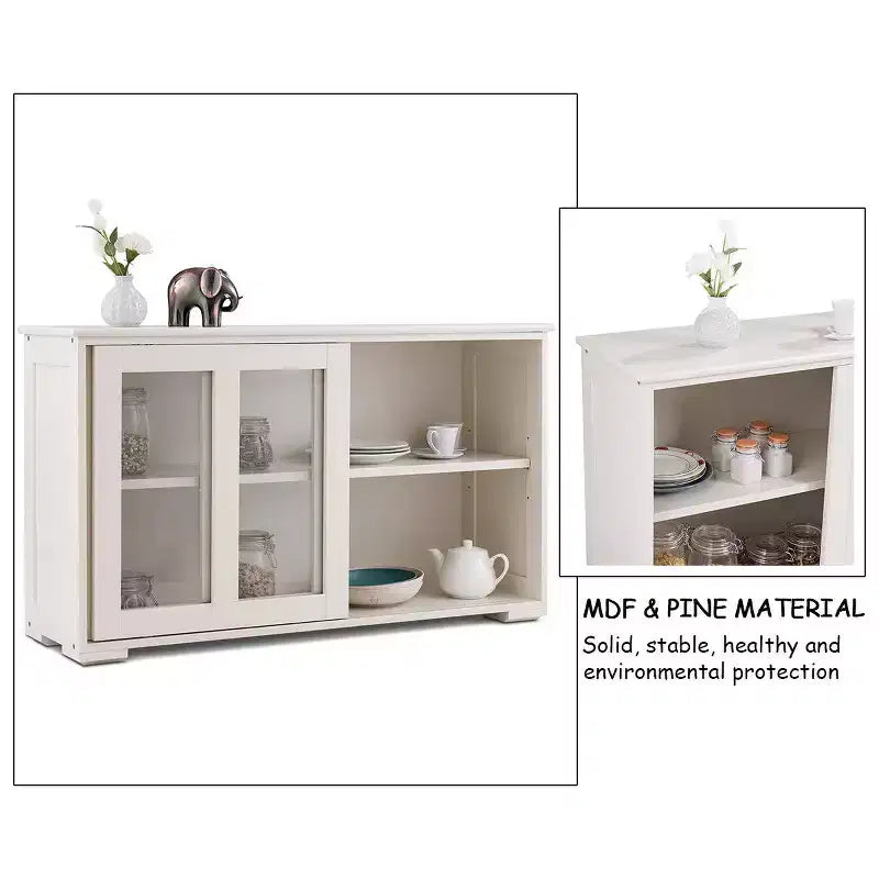 Meuble de rangement de cuisine Costway, buffet avec porte coulissante