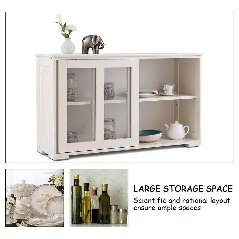 Meuble de rangement de cuisine Costway, buffet avec porte coulissante