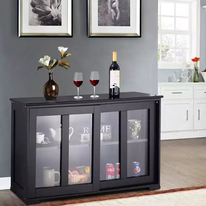 Meuble de rangement de cuisine Costway, buffet avec porte coulissante