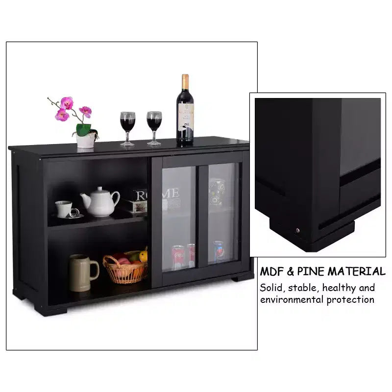 Meuble de rangement de cuisine Costway, buffet avec porte coulissante