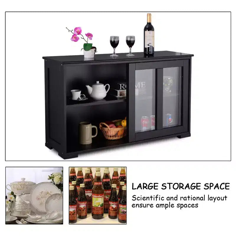 Meuble de rangement de cuisine Costway, buffet avec porte coulissante