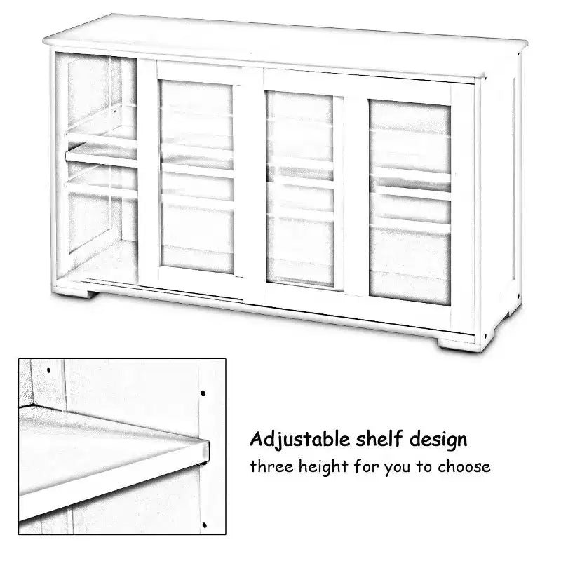 Meuble de rangement de cuisine Costway, buffet avec porte coulissante
