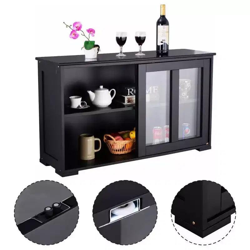 Meuble de rangement de cuisine Costway, buffet avec porte coulissante