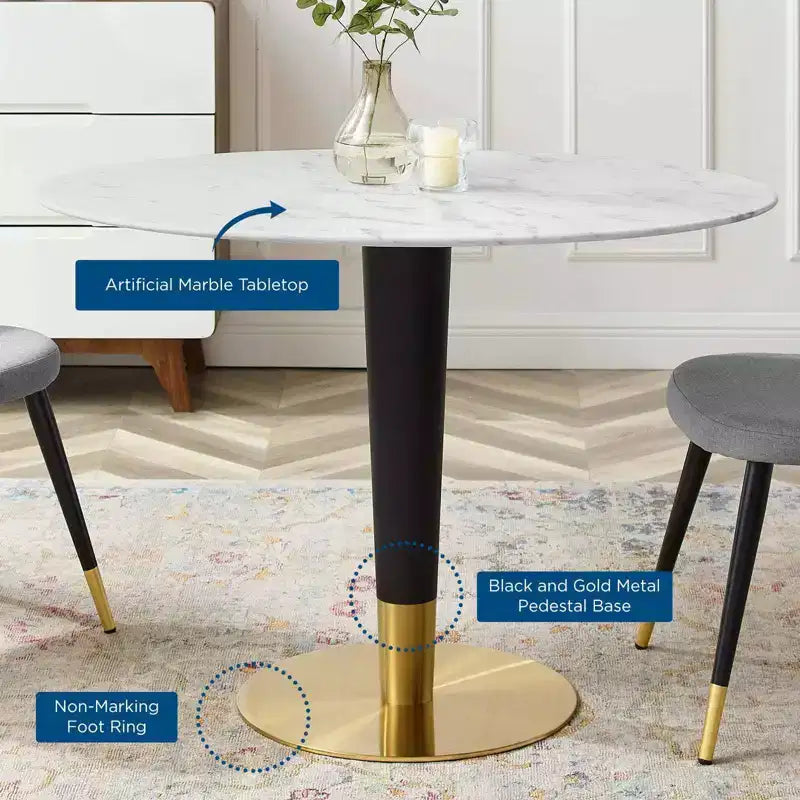 Table à manger Modway en marbre artificiel ovale Zinque