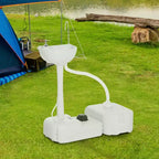 kleankin Lavabo portable de camping, station de lavage des mains avec réservoir de 17 litres, réservoir de récupération de 24 litres et distributeur de savon pour camping-car, extérieur, intérieur, en PEHD, blanc