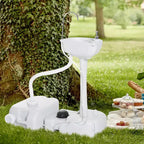 kleankin Lavabo portable de camping, station de lavage des mains avec réservoir de 17 litres, réservoir de récupération de 24 litres et distributeur de savon pour camping-car, extérieur, intérieur, en PEHD, blanc