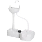 kleankin Lavabo portable de camping, station de lavage des mains avec réservoir de 17 litres, réservoir de récupération de 24 litres et distributeur de savon pour camping-car, extérieur, intérieur, en PEHD, blanc