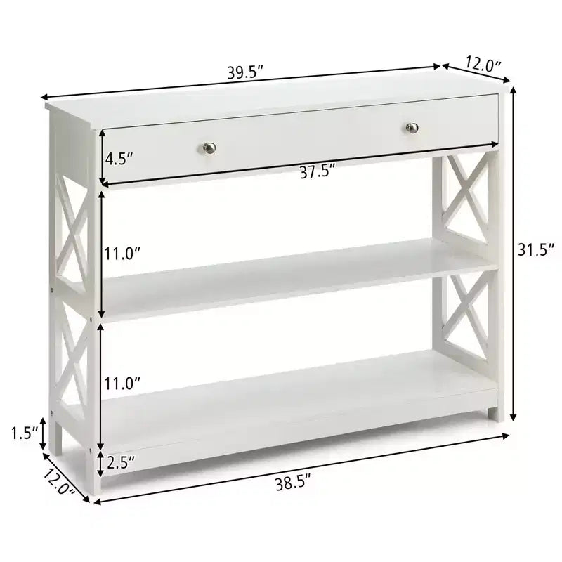 Costway Table Console Tiroirs Étagères Table d'Appoint Canapé Entrée Couloir Noir/Blanc