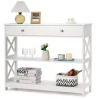 Costway Table Console Tiroirs Étagères Table d'Appoint Canapé Entrée Couloir Noir/Blanc