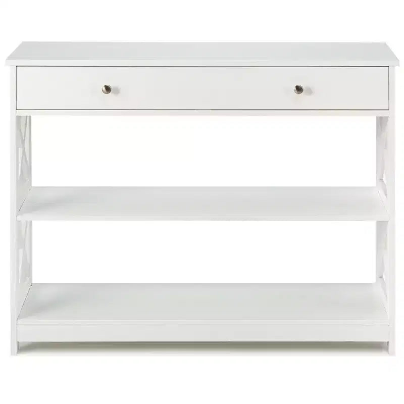 Costway Table Console Tiroirs Étagères Table d'Appoint Canapé Entrée Couloir Noir/Blanc
